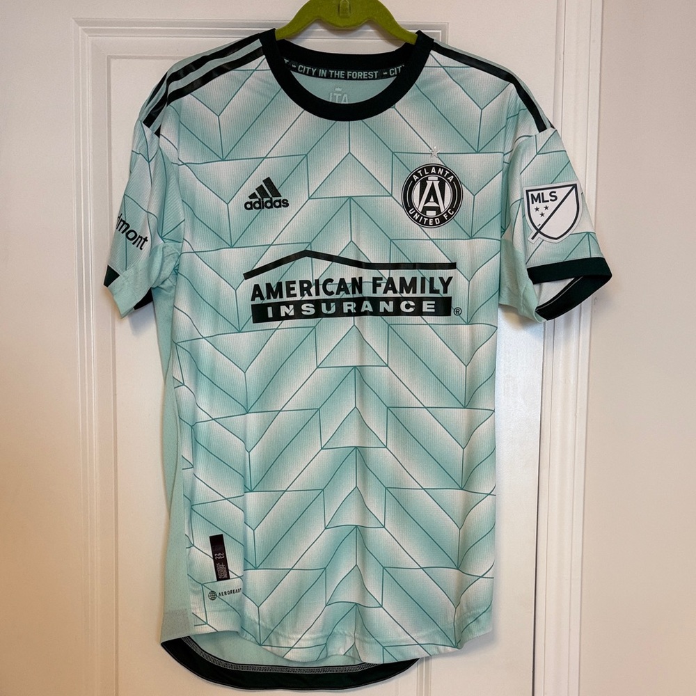 Adidas Light Green and Black Soccer Jersey